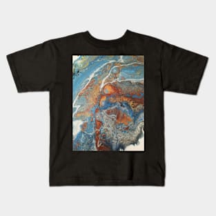 Acrylic Pour in Blue and Grey Kids T-Shirt